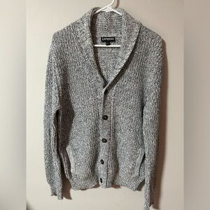 EXPRESS Men's Classic Shawl Collar Cardigan, Heather Gray Size M